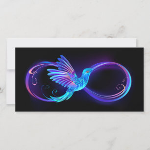 Anúncio Símbolo de Infinito Neon com Beija-flor Brilhante
