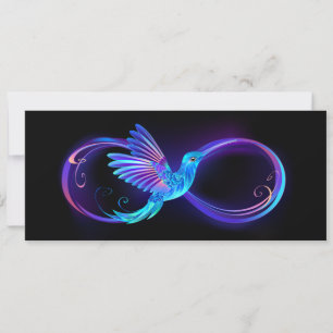 Anúncio Símbolo de Infinito Neon com Beija-flor Brilhante
