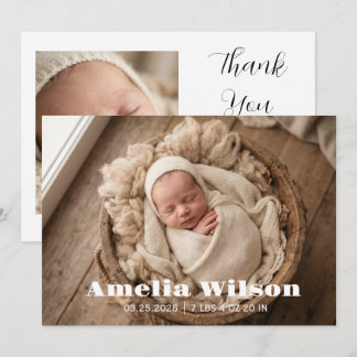 Anúncio Simple Elegant Baby Birth Announcement