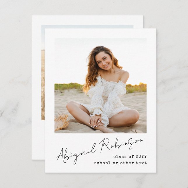 Anúncio Simple Handwritten Script Name 2 Photo Typewriter (Frente/Verso)