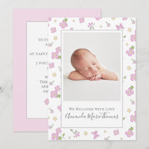 Anúncio Simples Cute Caprichoso Floral Foto Rosa Menina