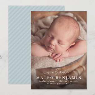 Anúncio Simples de boas-vindas, roteiro azul, foto de nasc