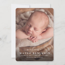 Anúncio Simples de boas-vindas, roteiro azul, foto de nasc