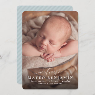 Anúncio Simples de boas-vindas, roteiro azul, foto de nasc