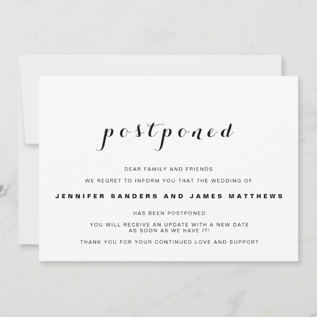 Anúncio Simples de Casamento Adiado (Frente)