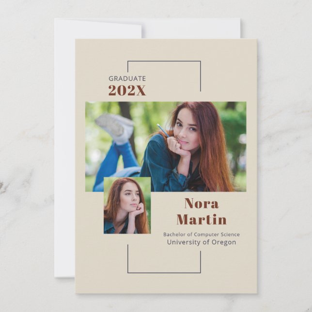 Anúncio Simples de Formatura em Creme Auburn com F (Frente)