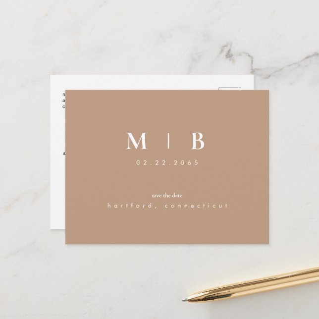 Anúncio Simples de Monograma Neutro para Salvar a  (Frente/Verso In Situ)