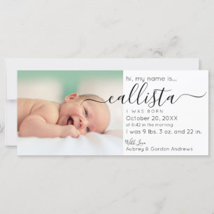 Anúncio simples de nascimento de foto branca preto