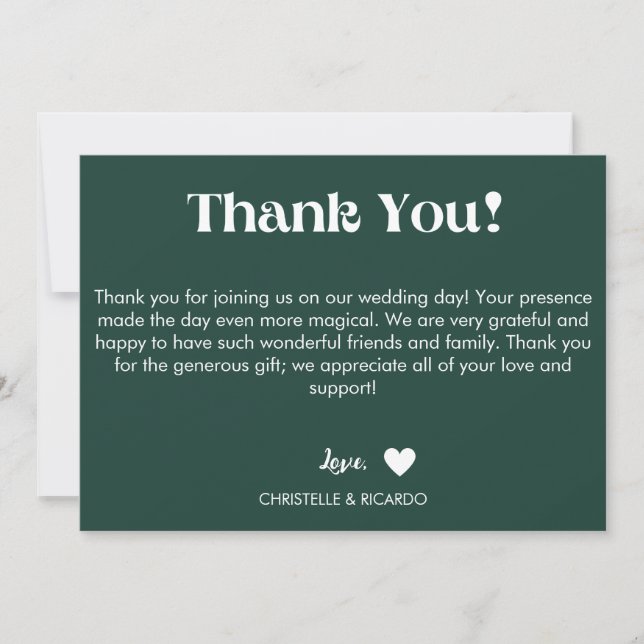 Anúncio Simples e esmeralda obrigado de casamento (Frente)