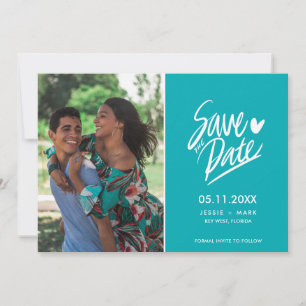 Anúncio Simples Foto Teal Moderno Casamento Salve a Data