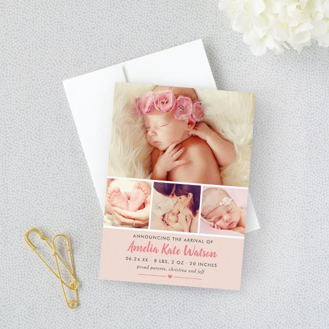 Anúncio Simplesmente Doce Rosa Bebê Menina Colagem de Foto (Criador carregado)
