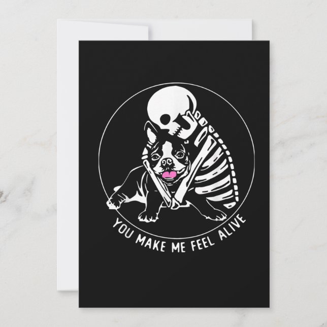ANÚNCIO SKELETON HUG BOSTON TERRIER VOCÊ ME FAZ SENTIR VIV (Frente)