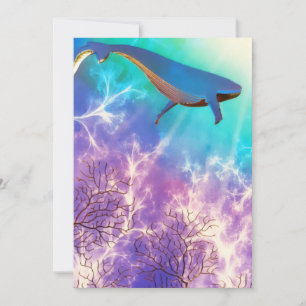 Anúncio Sob O Mar Azul Baleia Oceânica Aquarela