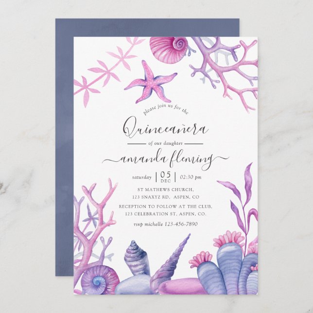 Anúncio Sob o Mar Quinceañera (Frente/Verso)