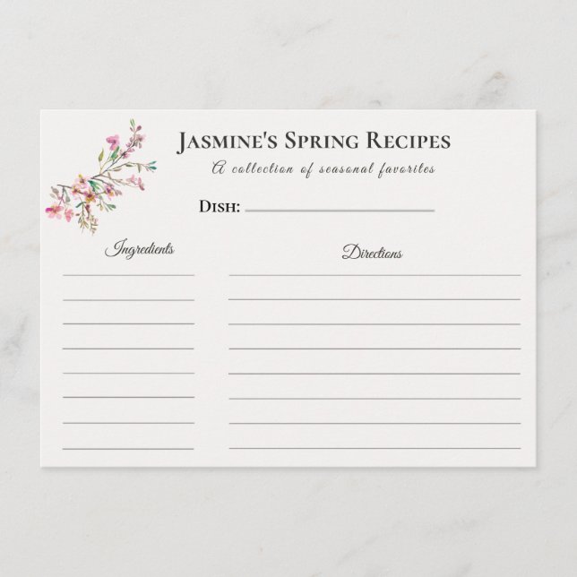 Anúncio Spring Recipe Card Floral Seasonal Kitchen  (Frente)