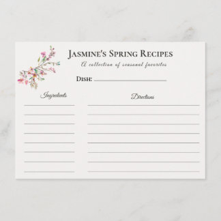 Anúncio Spring Recipe Card – Watercolor Blossoms