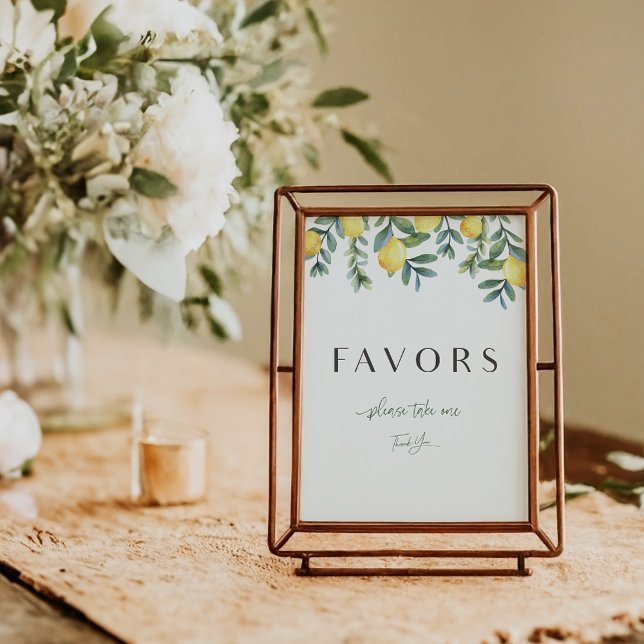 Anúncio Squeeze Principal Chá de panela de limão (Lemon bridal shower Favors sign. )