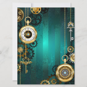 Anúncio Steampunk Jewelry Watch em um fundo verde