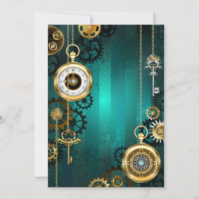 Anúncio Steampunk Jewelry Watch em um fundo verde (Frente)
