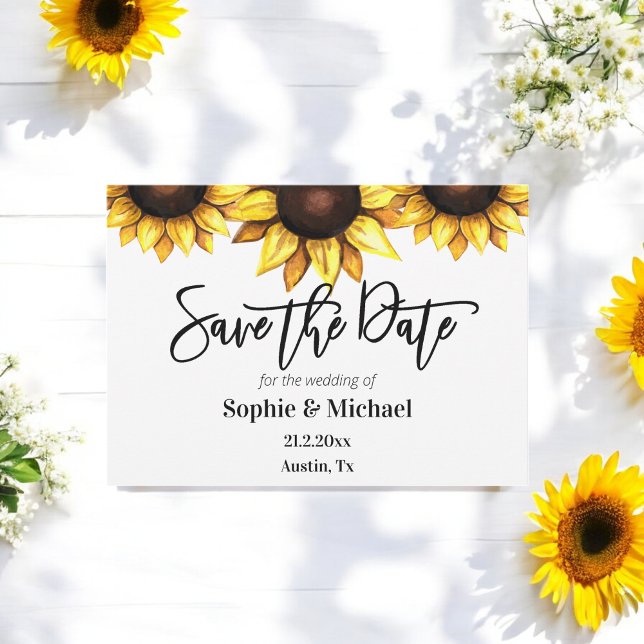 Anúncio Sunflower Save the Date Floral Weding (Criador carregado)