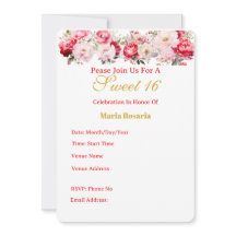 Sweet 16 Personalised Floral Invitation