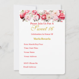 Anúncio Sweet 16 Personalised Floral Invitation