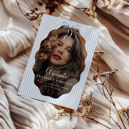 Anúncio Sweet Pinstriped Blue Bow Photo Graduation