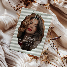 Anúncio Sweet Pinstriped Green Bow Photo Graduation