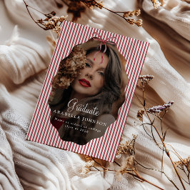 Anúncio Sweet Pinstriped Red Bow Photo Graduation