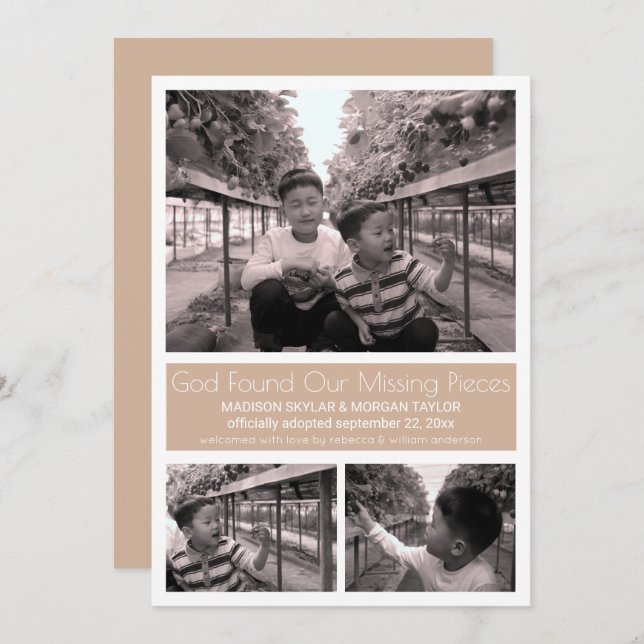 Anúncio Tan Modern Minimalist Child Adotion 3 Photo (Frente/Verso)