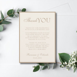 Anúncio Taupe Champagne Old Money Casamento Obrigado