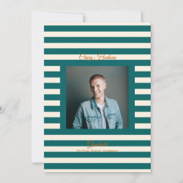 Anúncio Teal Cream Preppy High School Photo Grad Cards