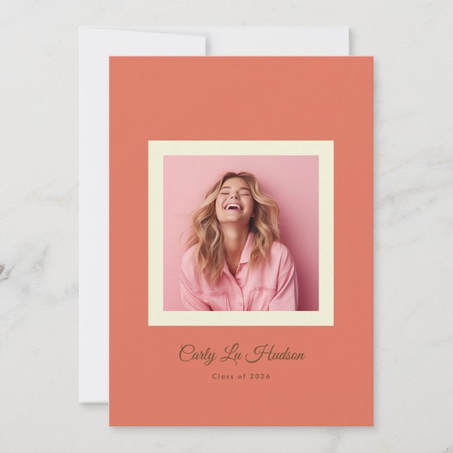 Anúncio Terracotta Cream Minimal High School Photo Grad (Frente)