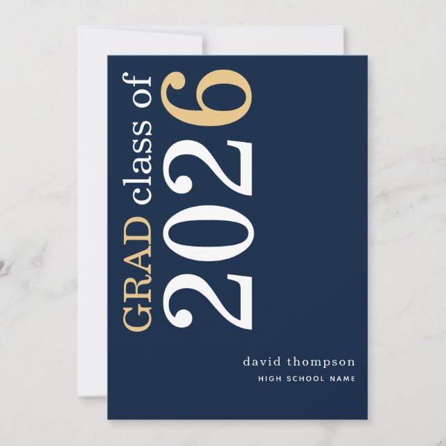 Anúncio Texto em Ouro Branco 2026 Azul Marinho Graduação (Frente)
