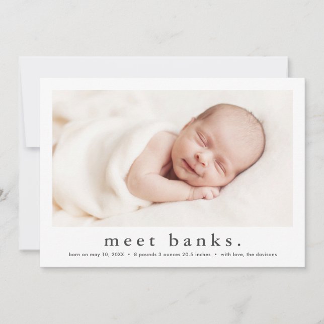 Anúncio Tipo Simples Nascimento da Foto do Bebê Moderno (Frente)