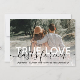 Anúncio Tipografia de Casamento Adiado por Amor Verdadeiro