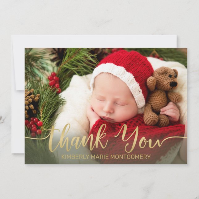 Anúncio Tipografia do Dourado Script de Nascimento Feriado (Frente)