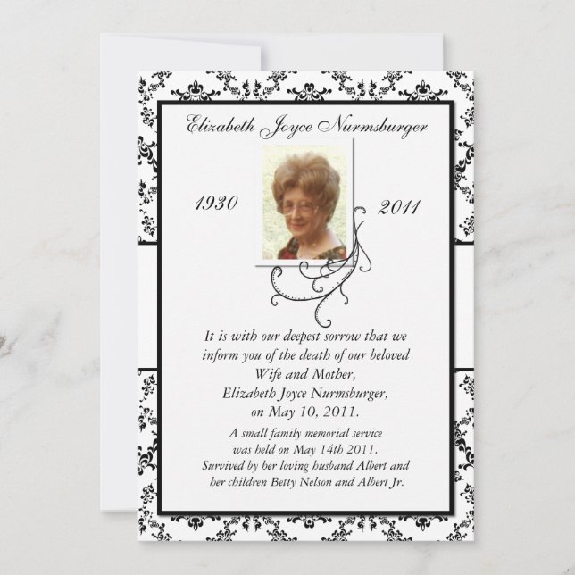 Anúncio tradicional de morte branca e negra (Frente)