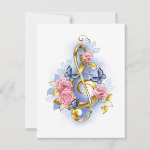 Anúncio Treble clef with Pink Roses