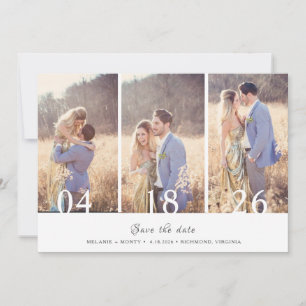 Anúncio Três Casamento de Colagem de Fotos Salvar a Data