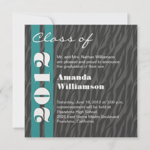 Anúncio Turma de 2012 Aqua Gray Zebra Mudar para Qualquer