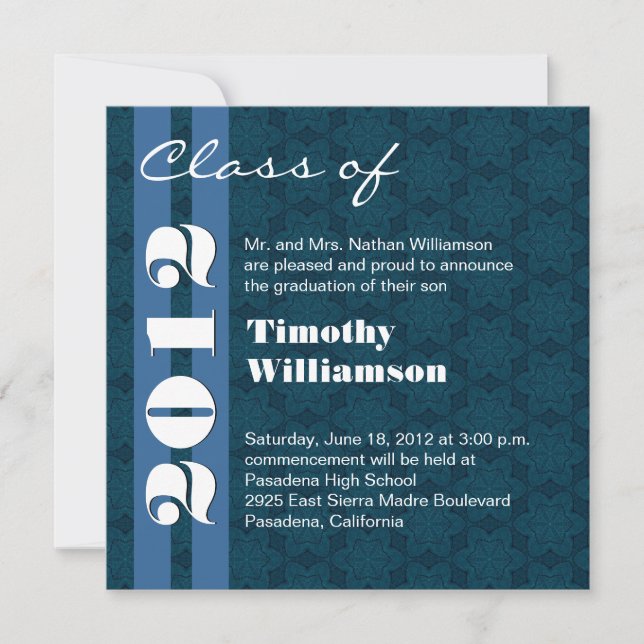 Anúncio Turma de 2012 Azul e Branco Mude para Qualquer Ano (Frente)