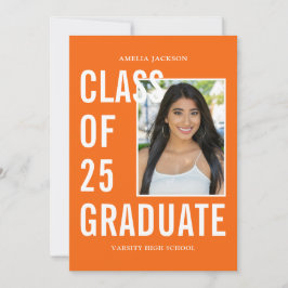 Anúncio Turma De 26 Graduados Laranja Branco Foto Graduaçã