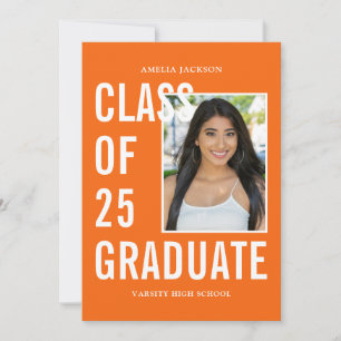 Anúncio Turma De 26 Graduados Laranja Branco Foto Graduaçã