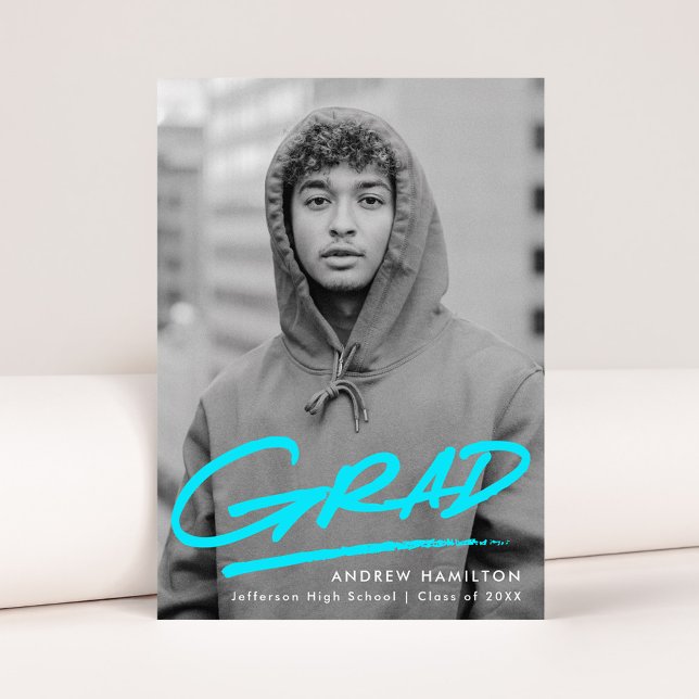 Anúncio Turquesa | Graduação de Fotos Moderna Dash (Criador carregado)