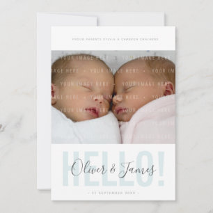 Anúncio TWIN PHOTO BIRTH ANUNCIANDO olá meninos azuis