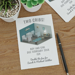 Anúncio Twins Gravidez Anunciando Menino e Menina