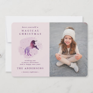 Anúncio unicórnio mágico roxo e fofo