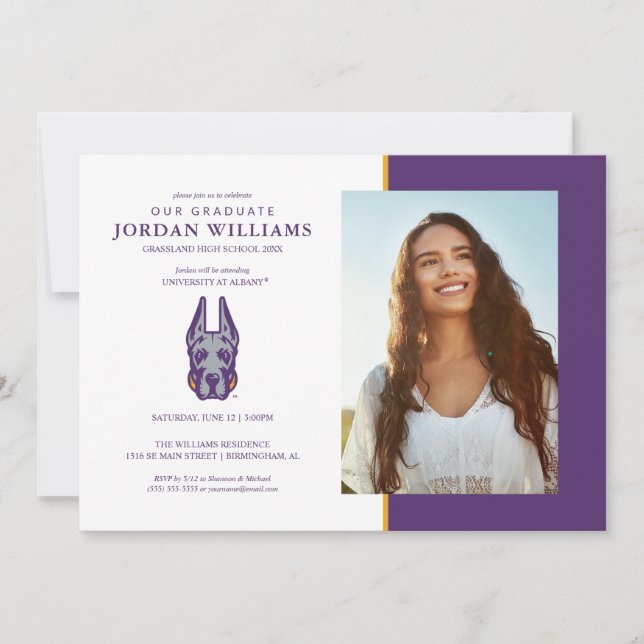 Anúncio Universidade de Albany Great Dane Mascot Head (Frente)