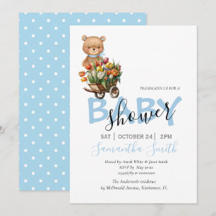 Anúncio Ursinho Azul Russo Floral Bebê Anunciado